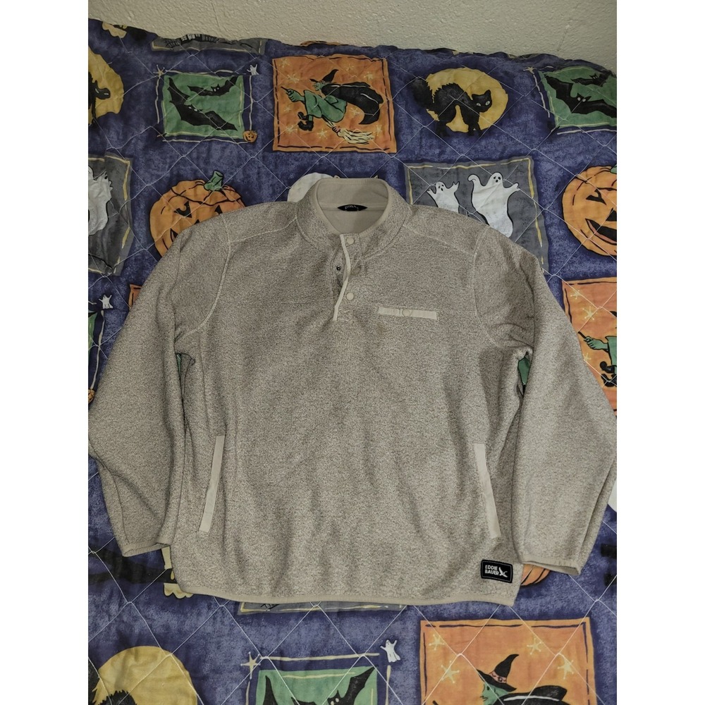 Eddie Bauer Pullover Fleece Sweater Men's Size XXL Beige Outdoors 156